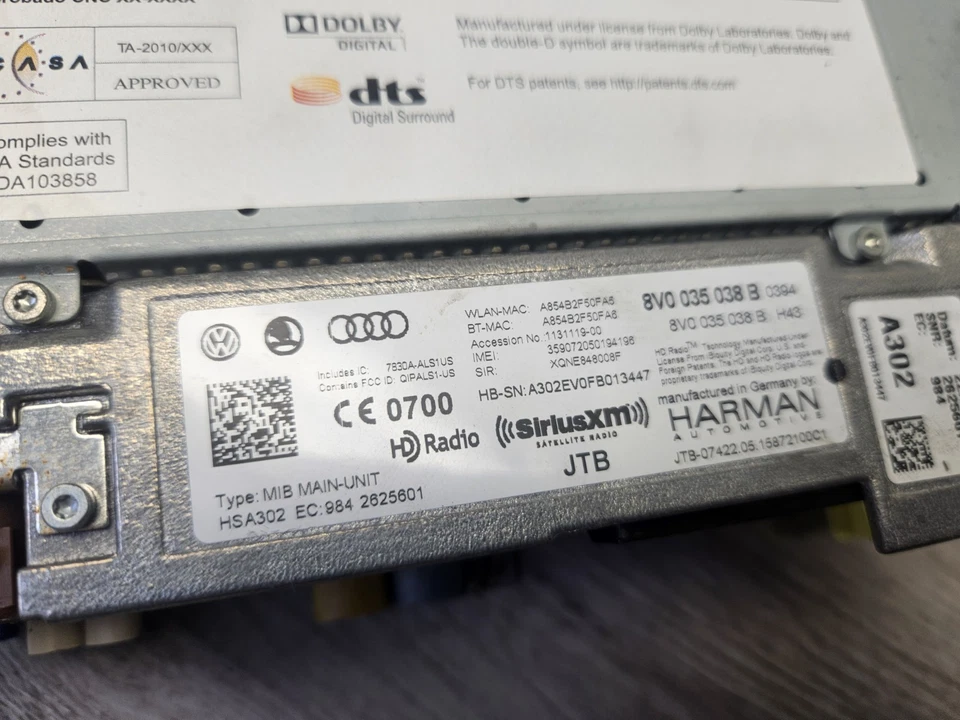 15-20 AUDI S3 A3 Radio MMI Multimedia SD Card Reader CD Player Head Unit OEM - Image 4 of 4