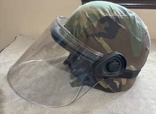 US Military Gentex PASGT Helmet Made w/ Kevlar M-2  Woodland Camo w/ Face Shield