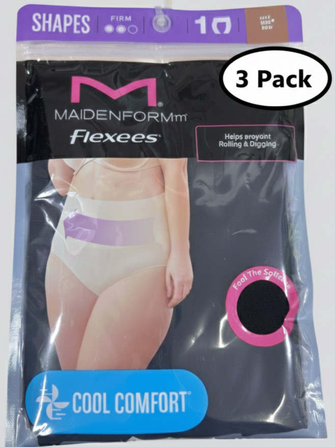Maidenform Flexees Briefs 3XL Black FP0051 3-Pack Shaping Brief Women Shapewear