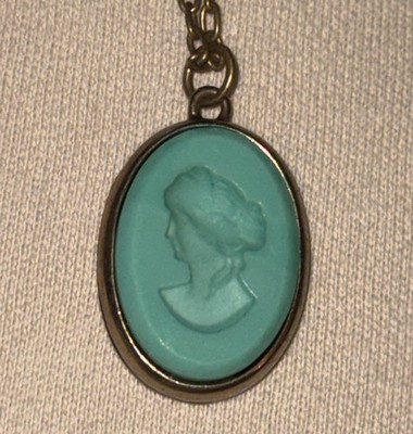 EXTASIA Glass Cameo Pendant Turquoise Intaglio Pendant Necklace