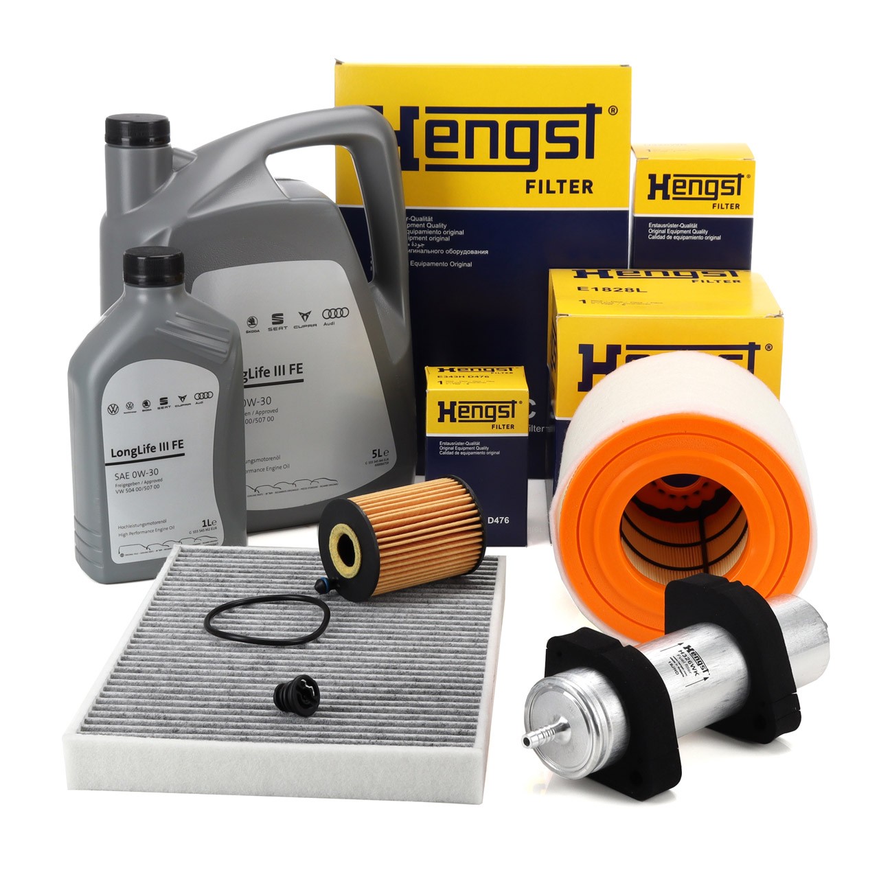 HENGST Filterset 4-tlg + 6L ORIGINAL 0W30 für AUDI A6 C8 A7 4K 30/35/40TDI