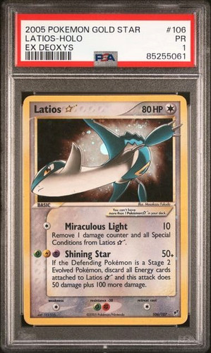 2005 Pokemon Gold Star Latios Holo EX Deoxys PSA 1