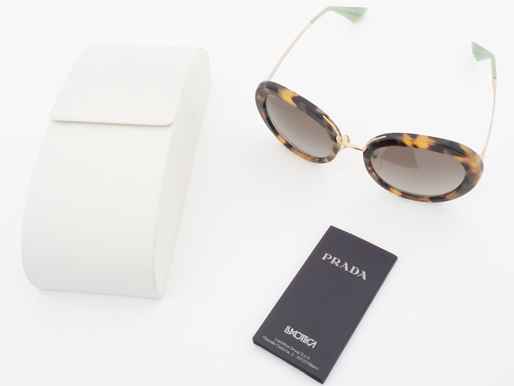 Auth PRADA Sunglasses SPR 16Q Plastic Black Brown Faux