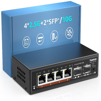 YuanLey 2 5Gbe Netzwerkswitch 6 Port 2 5G 10G