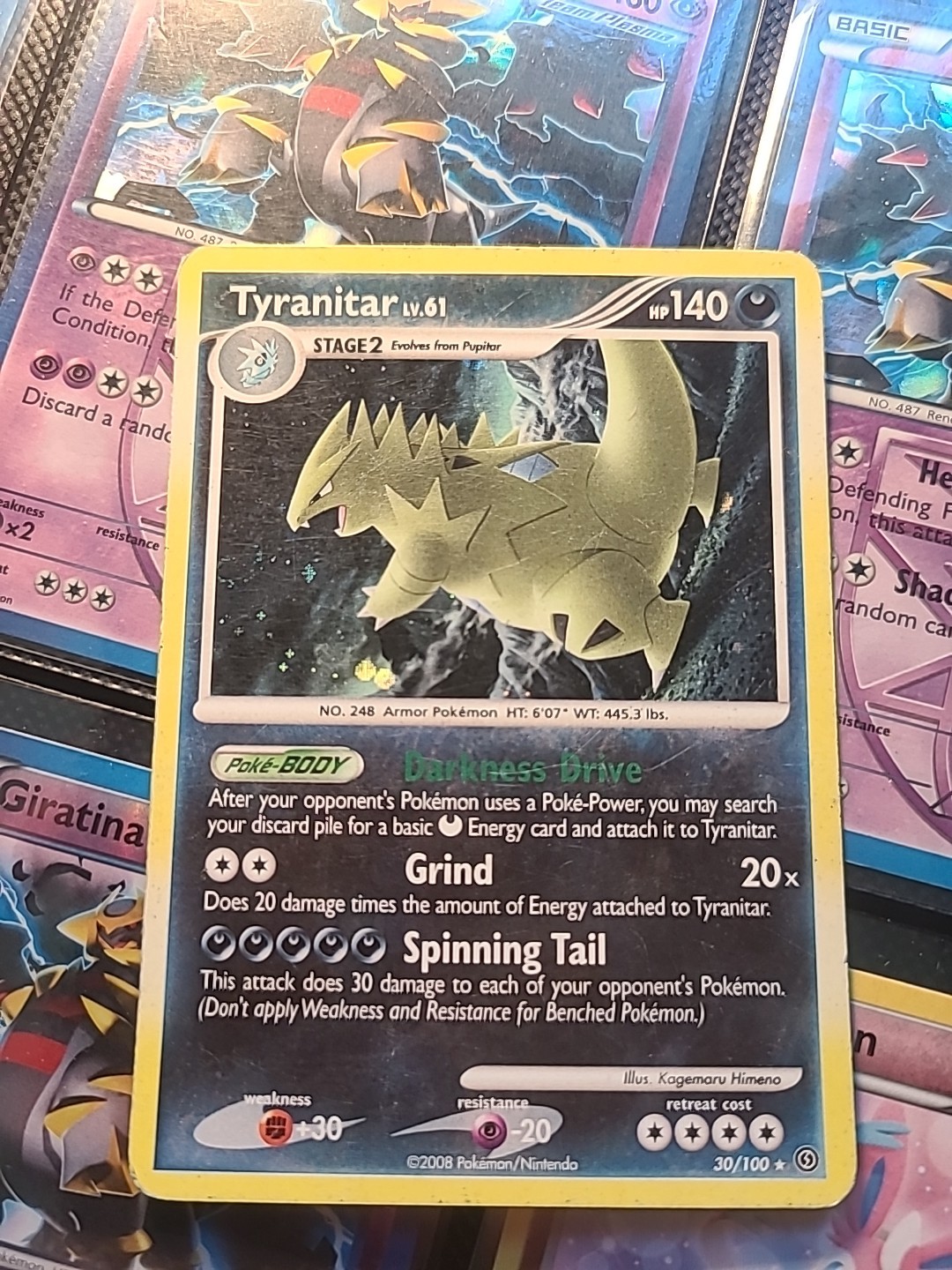 Tyranitar Lv.61 30/100  Stormfront Holo Rare Pokemon Card TCG  2008 