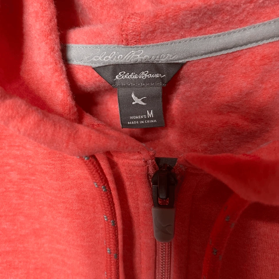 Eddie Bauer Coral Rosa Naranja Gris Rayas Cremallera Sudadera con Capucha Talla M Foto 2 de 4