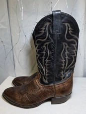 Vintage Tony Llamas 6171 Black Brown Boots 10.5 EE Shoulder Leather Western