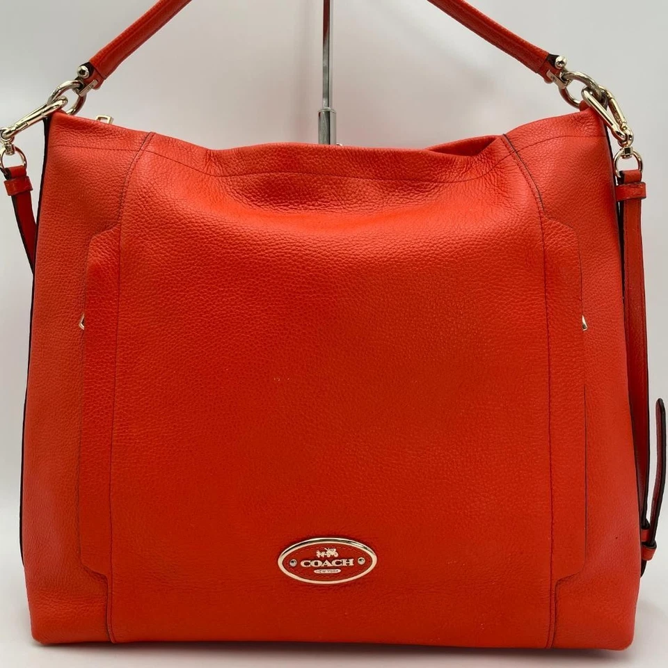 Authentique sac à bandoulière Coach, cuir, orange, bandoulière - Photo 2/4