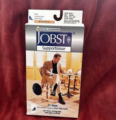 Men's Jobst SupportWear Knee High Mild Compression Sock 8-15 mmHg Brown Medium