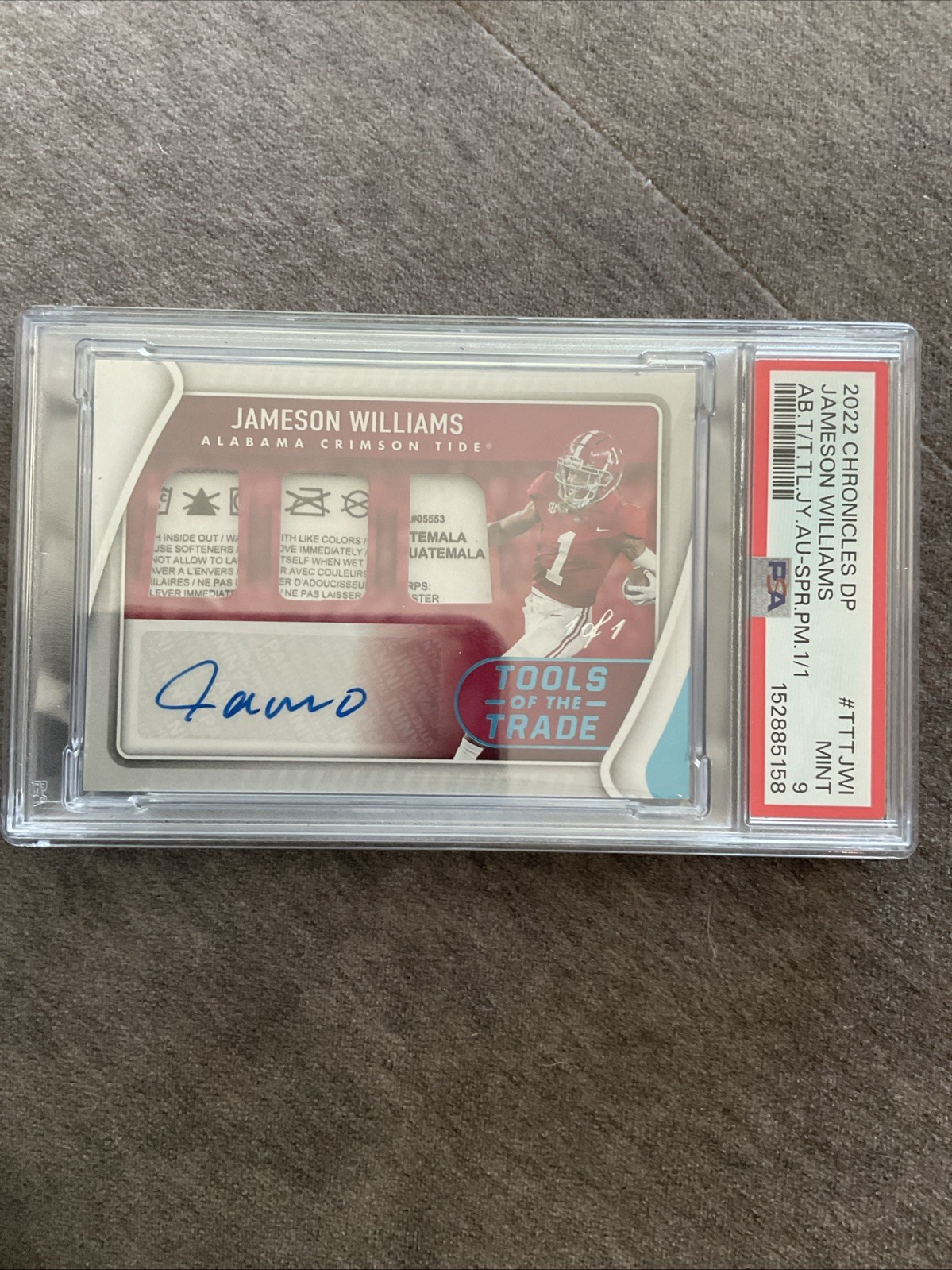 2022 Chronicles DP Jameson Williams Absolute Rookie Auto RPA Platinum 1/1 PSA 9 view 3