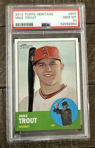 2012 Topps Heritage MIKE TROUT RC Rookie PSA 10 Gem Mint #207 Los Angeles Angels