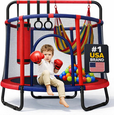 Happin  55    Trampoline for Kids with Safety Enclosure, Indoor  Outdoor Toddler