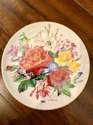 1987 HUTSCHENREUTHER Floral Wall Plate SOMMERPRACHT Summer Glory U BAND Germany 