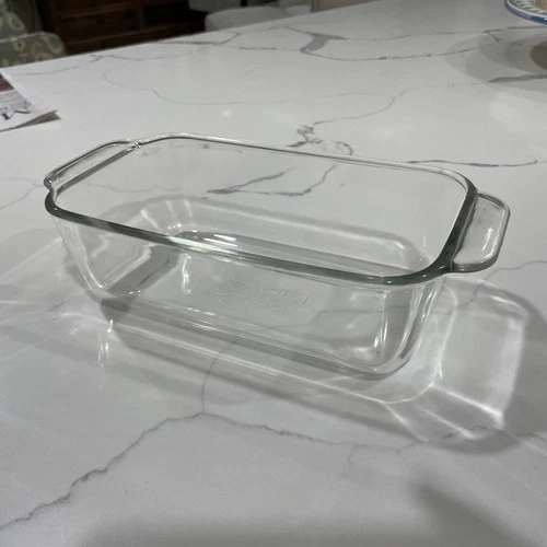 Vintage Pyrex 213-R Clear Glass Loaf Pan Bread Bake Dish 1.5 Qt  8.5"x 4.5"x2.5"