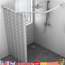 Corner Shower Curtain Rod Adjustable Stainless Steel Curved Shaped Rack Bathroom