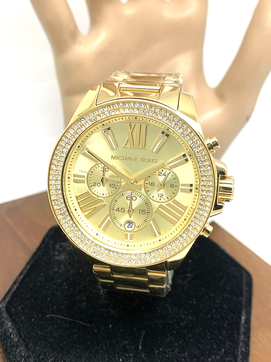 Michael Kors Women's Watch MK7428 Quartz Chronograph Gemmed Gold