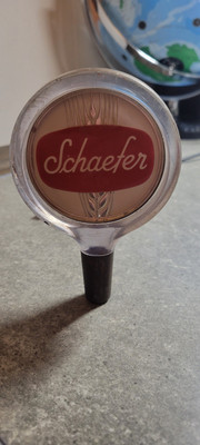 Vintage SCHAEFER Draft Beer Tap Handle Clear Acrylic Draft  c pics 5x3 circle