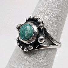 Vintage Sterling Silver Fred Harvey Era Turquoise Ring Size 4.5 Navajo 925