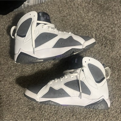 Jordan Air Jordan 7 Retro Flint CU9307-100 White Gray Purple Men's Sneakers 2021