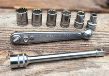 Vintage Meteor Mfg. Ratchet & Socket Set w/Extension 1/4" Drive USA Made