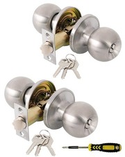 Lanwandeng 2 Pack Entry Door Knob with Lock and Keys, Exterior/Interior Doo...