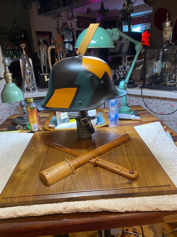 Custom built wooden firearm display for Luger
