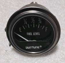 Suntune 2 Fuel Gauge Black Face Analog Hot Rod Tested Working Suntune 2 Fuel Gauge Black Face Analog Hot Rod Tested Working