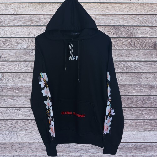 Women- Off-White Cotton Global Warming Virgil Abloh Hoodie Black & White Size-M - Picture 2 of 16