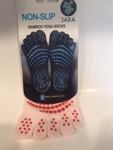 Calze da yoga rosa Jara bambù punta intera antiscivolo, senza spettacolo, controllo/bilanciamento S-M 2-pk - Foto 2 di 8