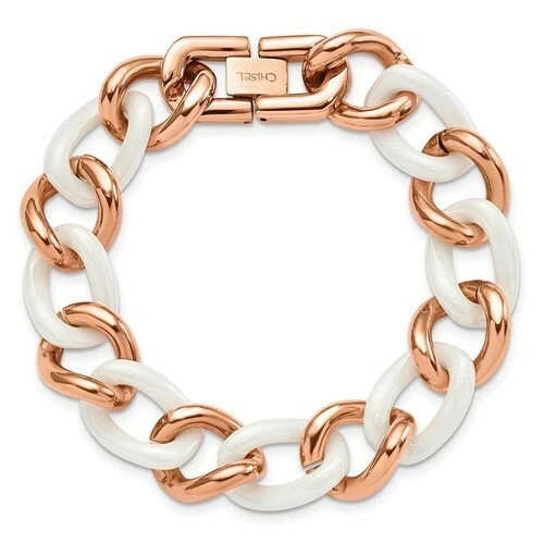 *NUEVO* Cincel de acero inoxidable con pulsera de cerámica blanca para mujer SRB803-7,5 Foto 2 de 4