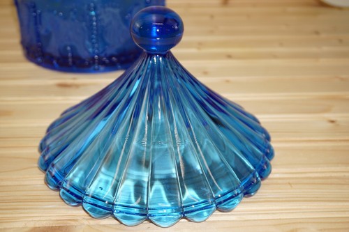 Tarro de caramelos Gobel Crystal AZUL Merry-Go-Round Carousel #2, 81/2" x 7 1/8" (G76) - Imagen 12 de 22