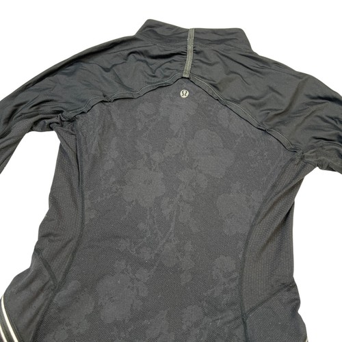 Lululemon Run: Wild 1/2 Zip Long Sleeve Pullover Floral Mesh Back Black 8 - Picture 5 of 7