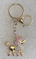 Poodle Dog Keychain Keyring Bag Charm Purse Handbag Charm Sparkly Rhinestones