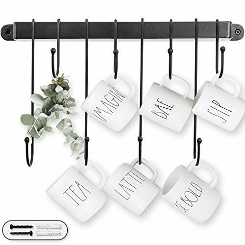 Mug and Cup Display Hanger Wall Mounted Coffee Mug Holder|Coffee Cup Rack with 8 Detachable Hanging Hooks for Kitchen Organizer and Storage