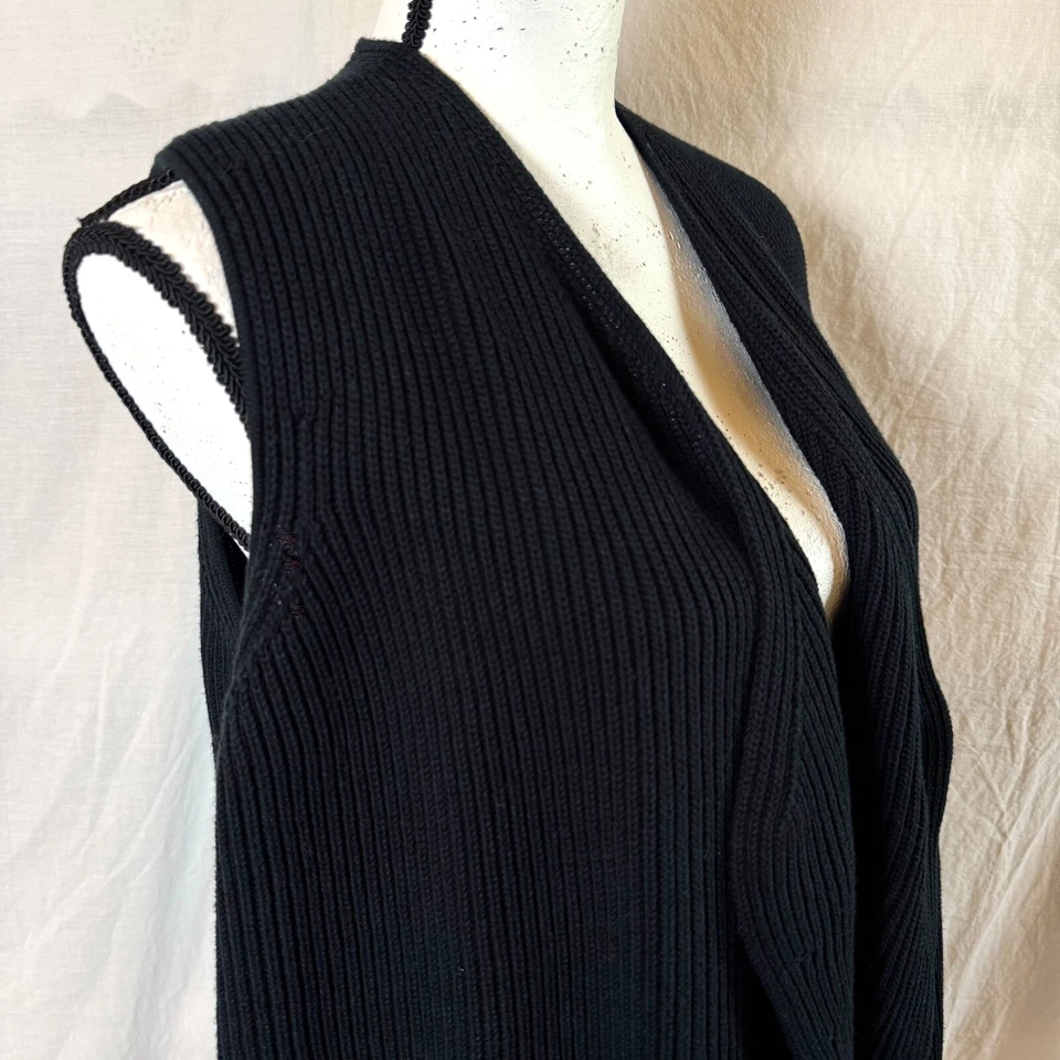 Новый с Ярлыками великолепный Джульетта ребро черный свитер жилет открытый передний женщин S розничной $198 - Изображение 3 из 4