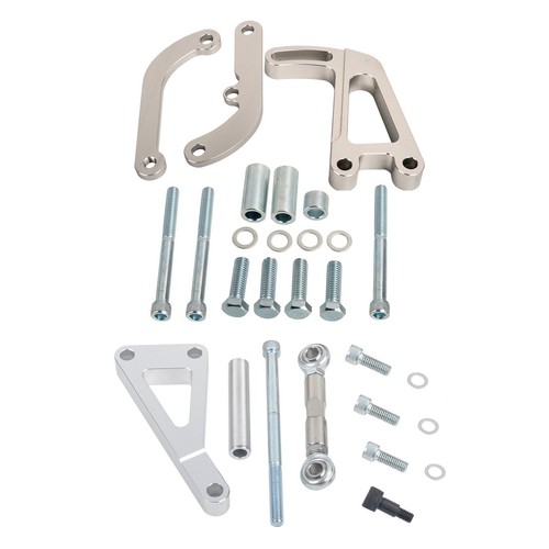 Power Steering Bracket & Alternator Bracket For SBC Chevy LWP Long Water Pump - Picture 1 of 12