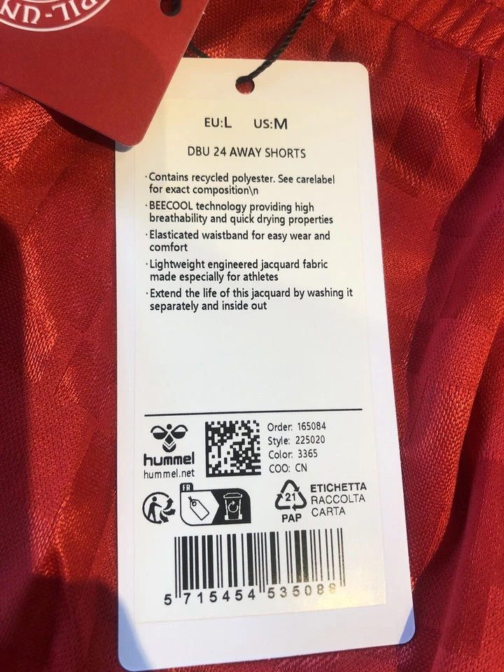 Denmark Hummel 24/25 Away Soccer Football Shorts EU Large US Medium NWT - Image 4 of 4