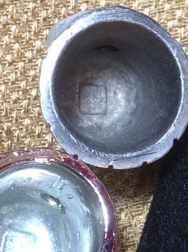 3 Vintage ORT Pewter Metal Travel Charm Thimble Lot Enamel Lucite Guilloche - Picture 6 of 11
