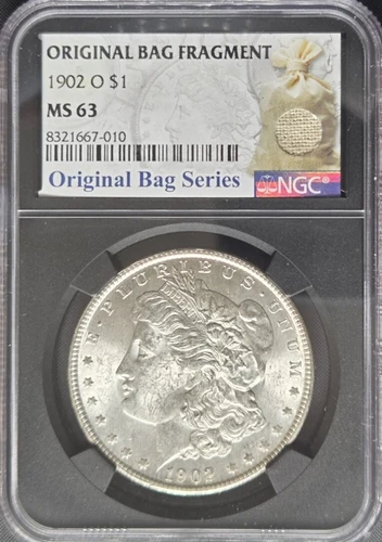 1902-O Morgan Silver Dollar $1 - NGC MS63 - Original Bag Fragment