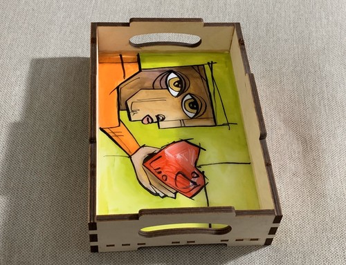 Hand Painted Wooden Serving Tray with Handles 6X9” Cuban Art By LISA - Picture 5 of 10
