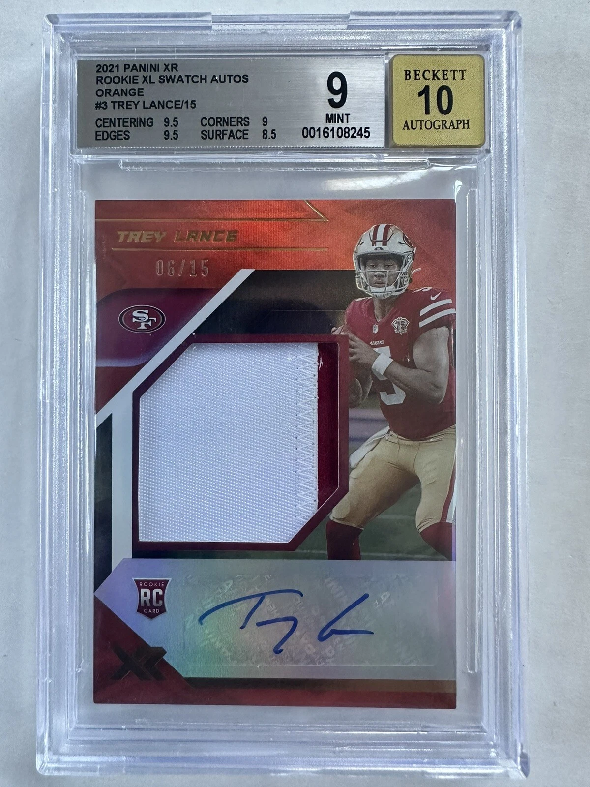 Trey Lance Panini XR Rookie XL Swatch Autographs #TLA Base