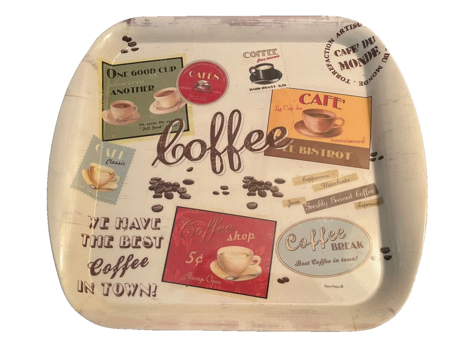 White Pictorial Serving Trays