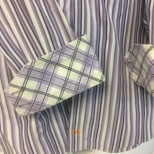 TD Thomas Dean Camisa de Vestir para Hombre Grande Mangas Largas Puños de Contraste Púrpura a Rayas - Imagen 5 de 7