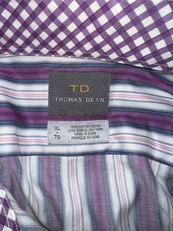Vestido para hombre THOMAS DEAN TD manga larga XL puño abatible contraste púrpura ribete a rayas Foto 3 de 4