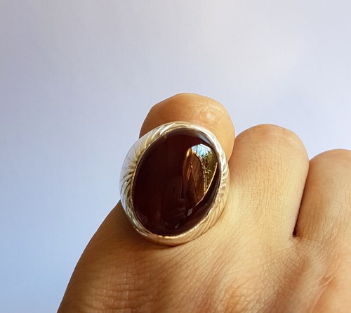 Neu HERREN Ring Sterlingsilber 925 Aqeq Jemenitisch Handarbeit KABDI DUNKELROT كدي كرزي - Bild 7 von 14
