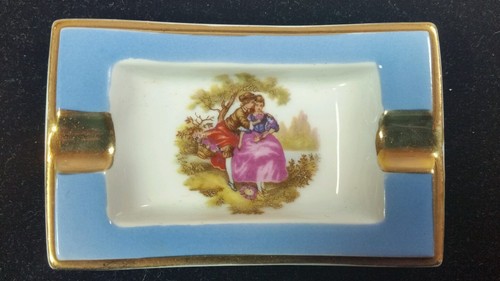 Vintage Limoges Porcelain Ashtray with Gold Detail