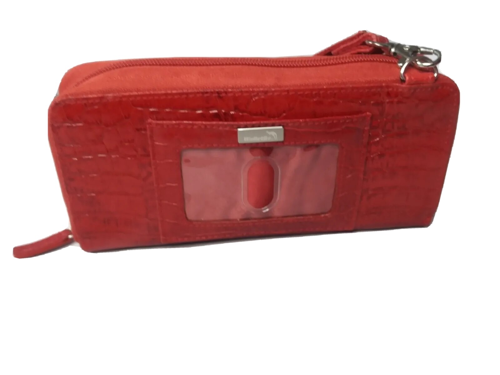 WalletBe Red Leather RFID Zipper Double Accordion Clutch Wallet Wristlet Croco eBay