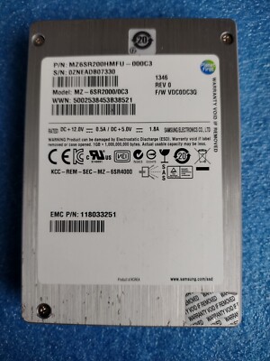 200GB SAS Enterprise SSD SLC Festplatte Samsung 2,5'' MZ-6ER2000/0C3