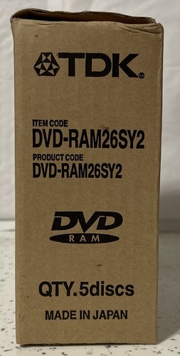TDK DVD-RAM26SY2 2.6GB Single Sided Disc Type 2/REWRITABLE Pack Of 5 New - Afbeelding 7 van 7