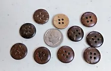Pkg of 20 BROWN 4-hole Coconut Shell Buttons 5/8" (15mm) scrapbook Craft (1189)